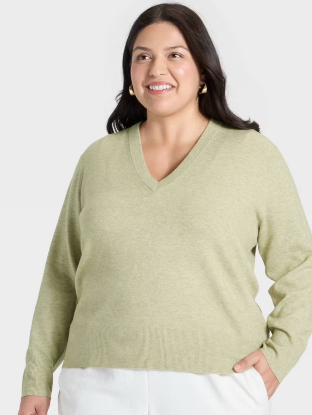 a new day Light Green V-Neck Sweater